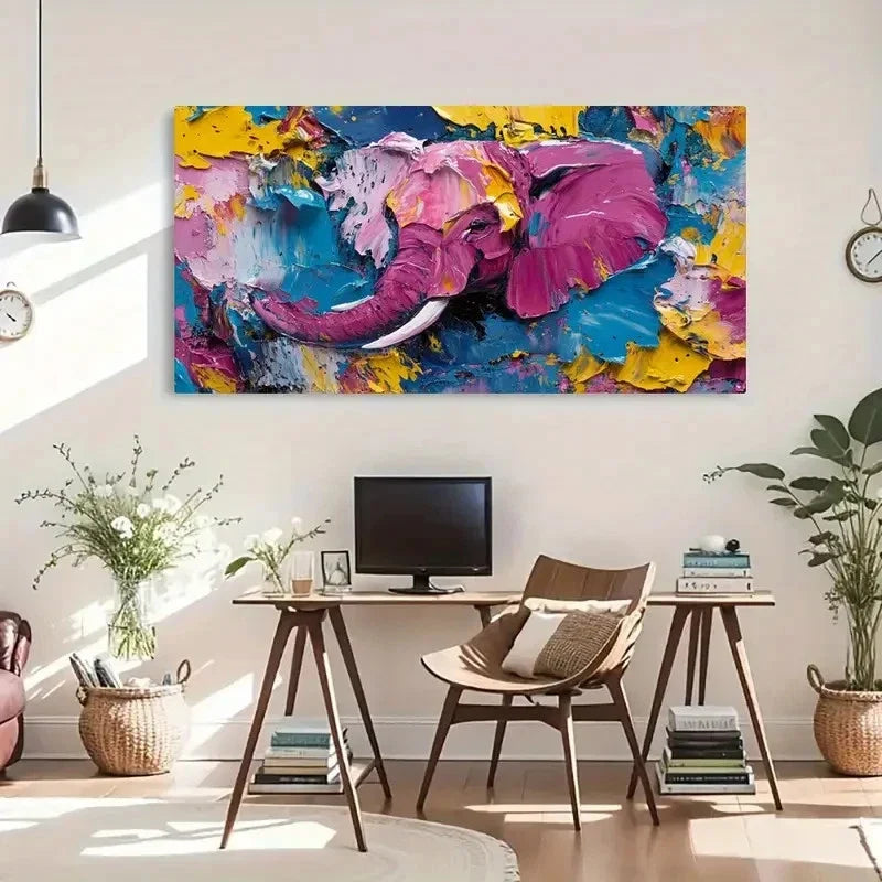 Colorful Graffiti Elephant Wall Art Canvas Office Home Room Framed 120x60cm