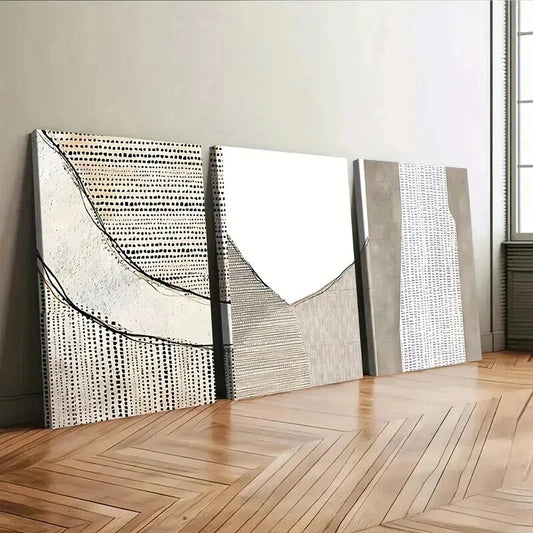 3pcs Abstract Style Teal and White Wavy Gray Wall Art Set Canvas Framed 40x60cm - High Quality Print 100% Australian Made Wall Canvas Ready to Hang