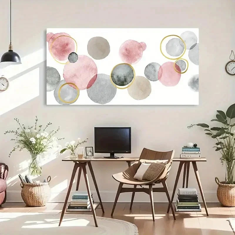 Geometric Circles Colorful Wall Art Canvas Office Home Room Framed 120x60cm