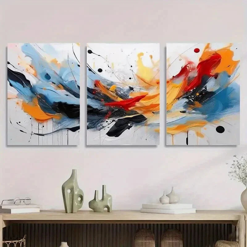 3pcs Modern Vibrant Expressive Contemporary Metal Print Ready to Hang Art