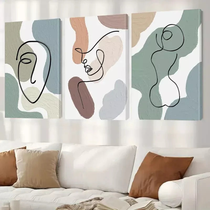 3pcsModern Minimalist Aesthetic Abstract Wall Art Set Canvas Framed 40x60cm - High Quality Print 100% Australian Made Wall Canvas Ready to Hang