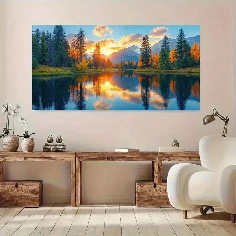 Featuring Modern Classic Forest Wall Art Canvas Office Home Room Framed 120x60cm
