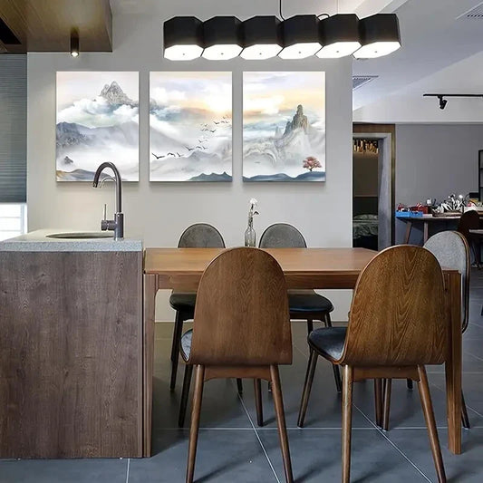 3pcs Mountain Landscape Contemporary Abstract Metal Print Ready to Hang Art