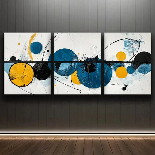 3pcs Abstract Blue and Black Modern Perfect Wall Art Set Canvas Framed 40x60cm - High Quality Print 100% Australian Made Wall Canvas Ready to Hang