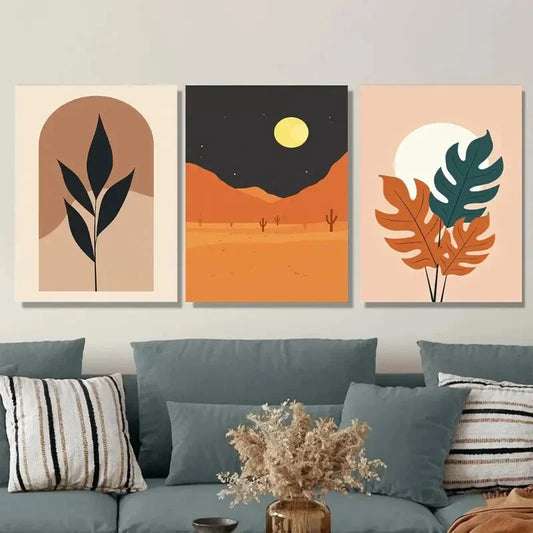 3pcs Modern Abstract Boho Style Metal Print Ready to Hang Art