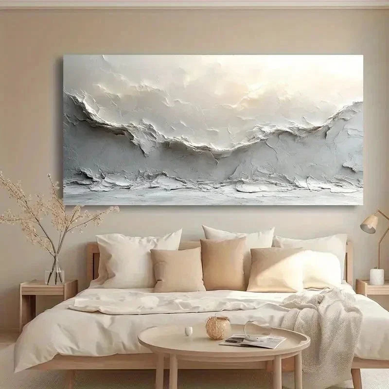 Minimalist White Textured Wall Art Canvas Office Home Room Framed 120x60cm