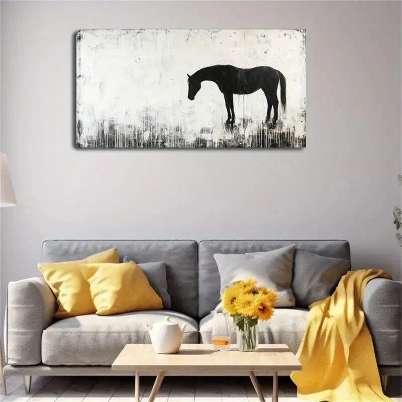 Minimalist Modern Black & White Wall Art Canvas Office Home Room Framed 120x60cm