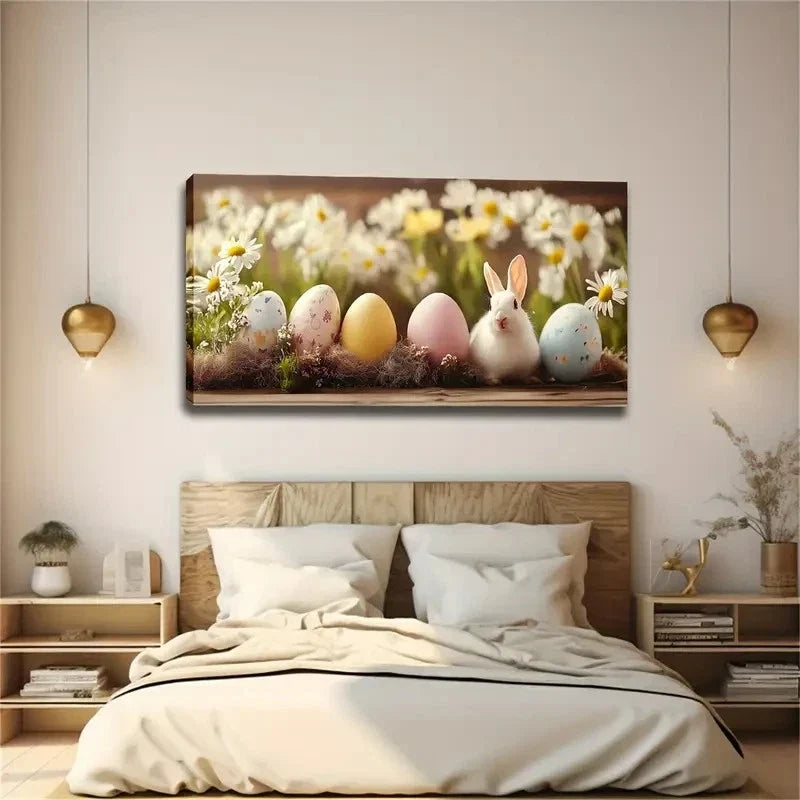 An Easter Theme Illustration Wall Art Canvas Office Home Room Framed 120x60cm