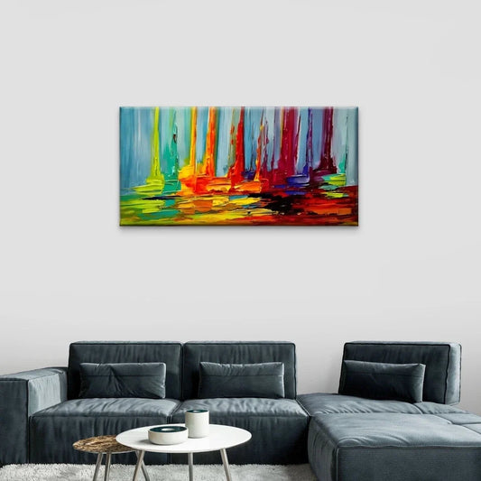 Colors Abstract Design Wall Art Canvas Office Home Room Framed 80x45cm
