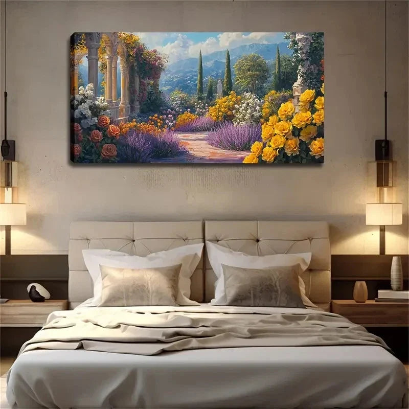 Colorful Floral & Classical Wall Art Canvas Office Home Room Framed 80x45cm