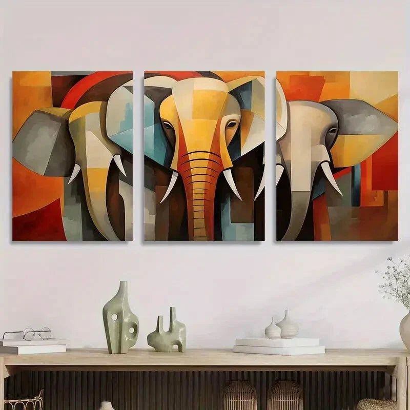 3pcs Bold Abstract Animal Art, Colorful Wildlife Metal Print Ready to Hang Art