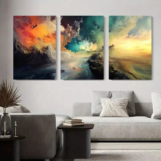 3pcs Abstract Cloudscape Vibrant Colorful Sky Metal Print Ready to Hang Art