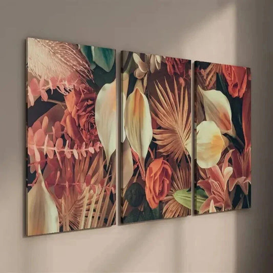 3pcs Colorful Botanical Palm Tree Floral Wall Art Set Canvas Framed 40x60cm - High Quality Print 100% Australian Made Wall Canvas Ready to Hang