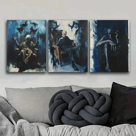 3pcs Decadent Man Series Dark Themed Metal Print Ready to Hang Art