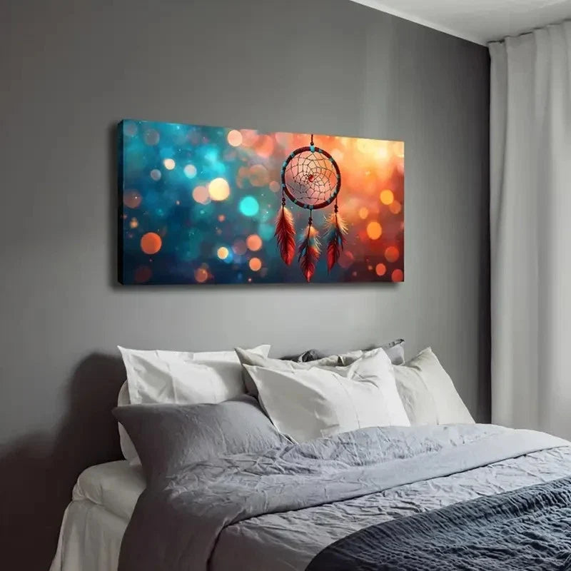 Dreamcatcher Feathers Modern Wall Art Canvas Office Home Room Framed 120x60cm
