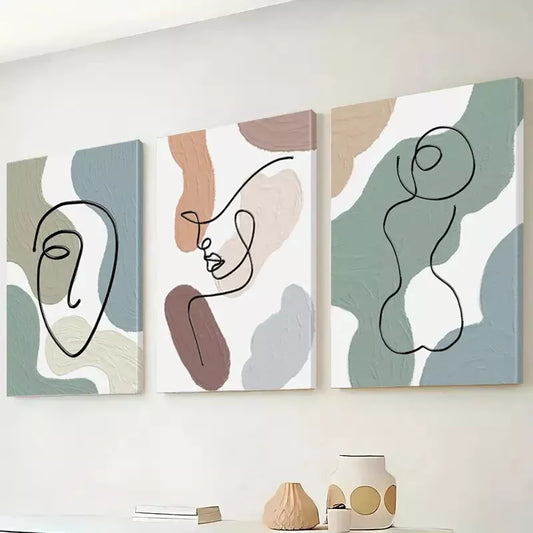 3pcsModern Minimalist Aesthetic Abstract Wall Art Set Canvas Framed 40x60cm - High Quality Print 100% Australian Made Wall Canvas Ready to Hang