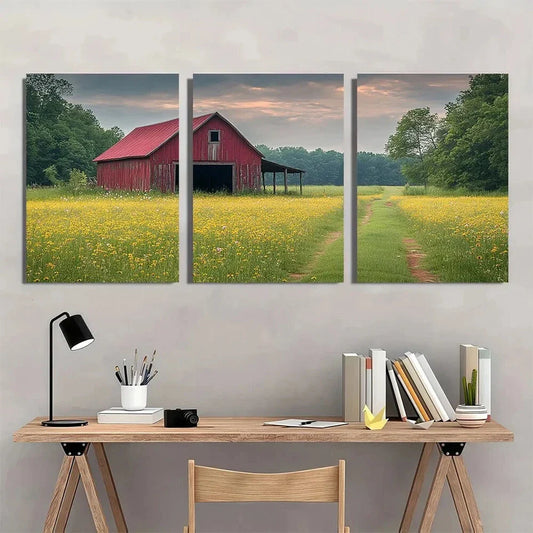 3pcs Serene Spring Scene Blooming Flowers Metal Print Ready to Hang Art