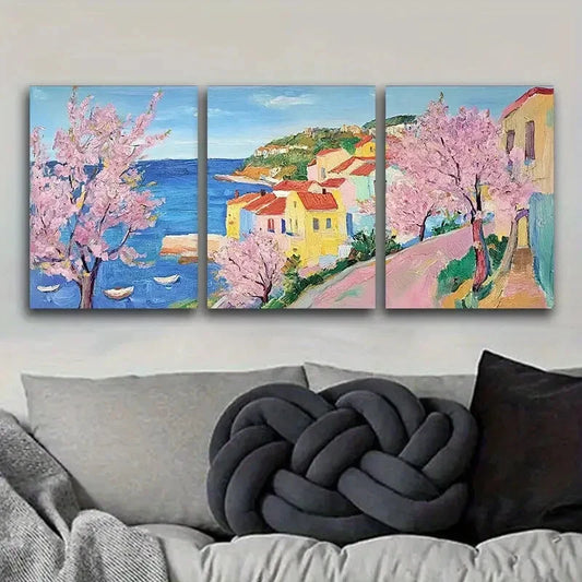 3pcs he cherry blossoms open Metal Print Ready to Hang Art