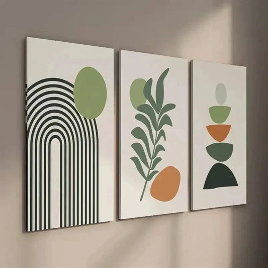 3pcs Boho Style Scandinavian Leaf Wall Art Set Canvas Framed 40x60cm - High Quality Print 100% Australian Made Wall Canvas Ready to Hang