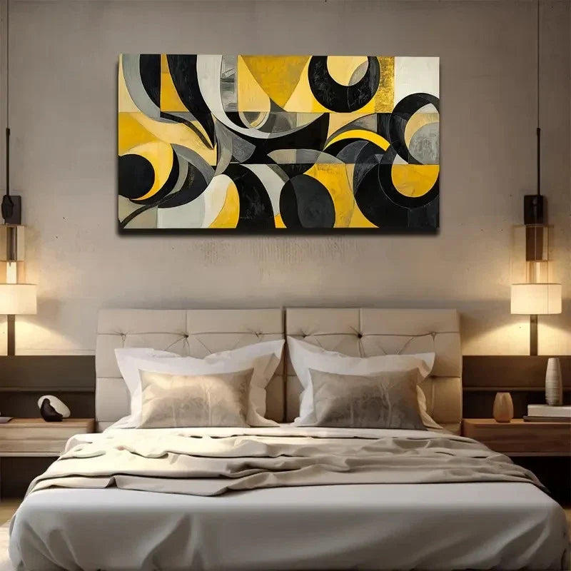 Geometric Abstract Style Wall Art canvas office home room framed 120x60cm