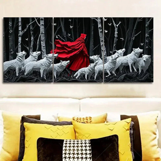 3pcs The Red Lord and the White Wolf Metal Print Ready to Hang Art