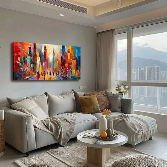 Vibrant Urban Architecturce Wall Art Canvas Office Home Room Framed 120x60cm