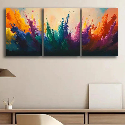 3pcs Colorful Liquid Paint Splashes Perfect Wall Art Set Canvas Framed 40x60cm - High Quality Print 100% Australian Made Wall Canvas Ready to Hang