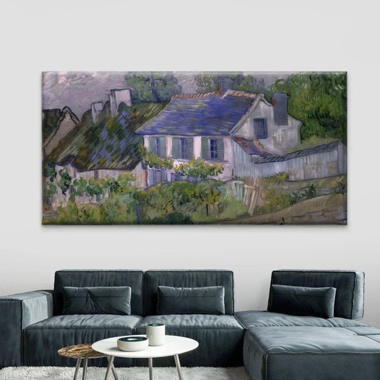 Countryside Cottage Landscape Wall Art Canvas Office Home Room Framed 80x45cm