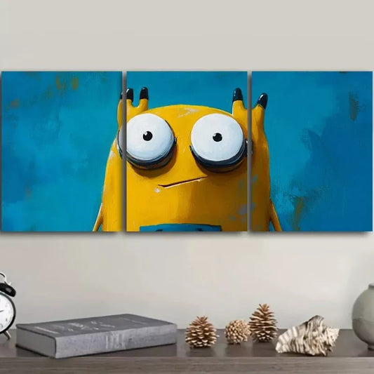 3pcs Modern Art Deco Yellow Dog Canvas Wall Art Set Canvas Framed 40x60cm - High Quality Print 100% Australian Made Wall Canvas Ready to Hang