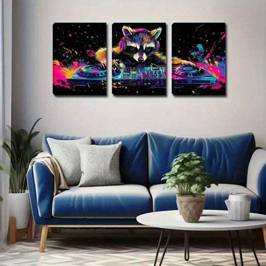3pcs Animal Kingdom, Wonderful Music in Trendy Wall Art Set Canvas Framed 40x60cm - High Quality Print 100% Australian Made Wall Canvas Ready to Hang