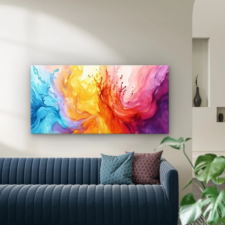 Abstract Dynamic Contrast Color Wall Art Canvas Office Home Room Framed 80x45cm