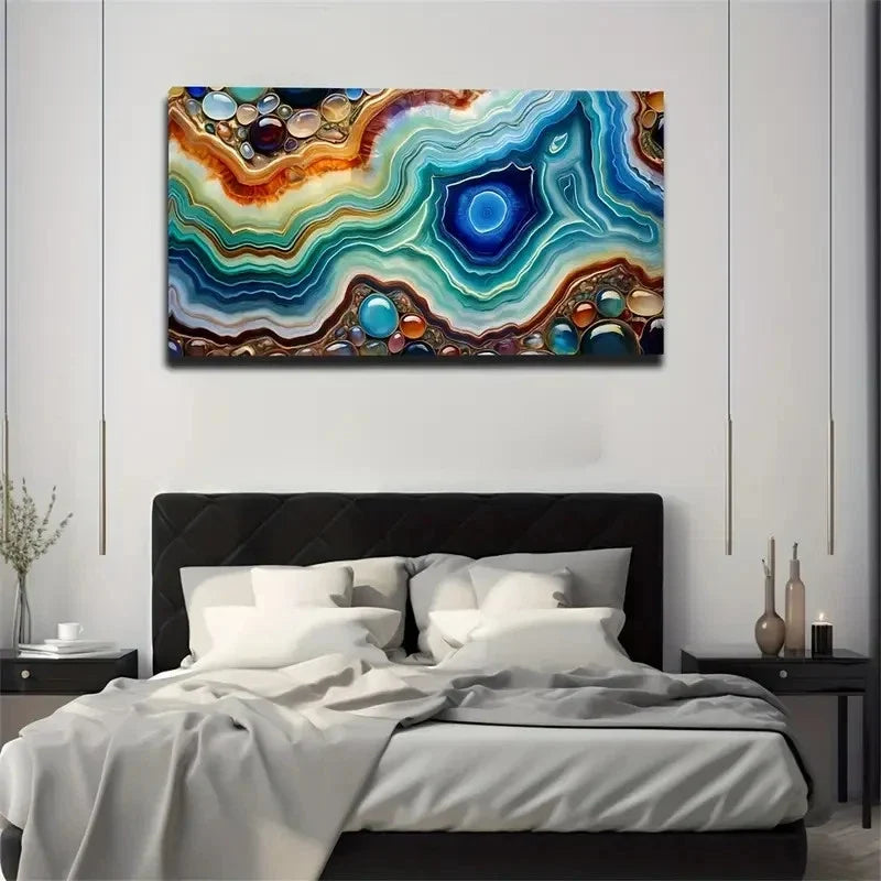 Eye-Catching Gemstone Stripes Wall Art Canvas Office Home Room Framed 120x60cm