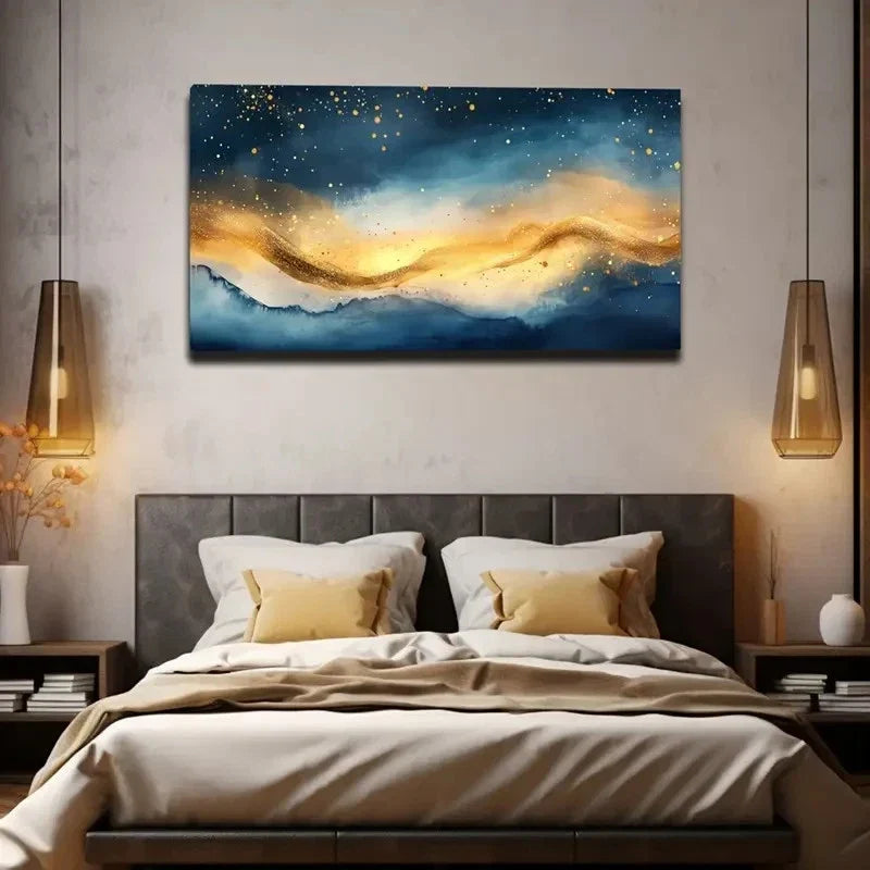 Deep Blue And Blue Toned Wall Art canvas office home room framed 120x60cm