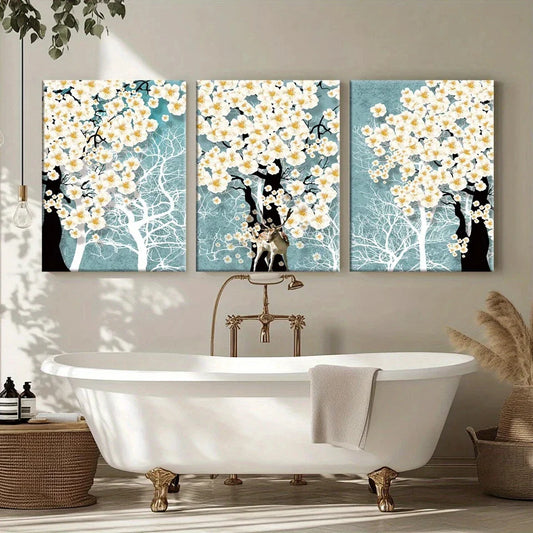 3pcs Spring Summer Floral Landscape Metal Print Ready to Hang Art