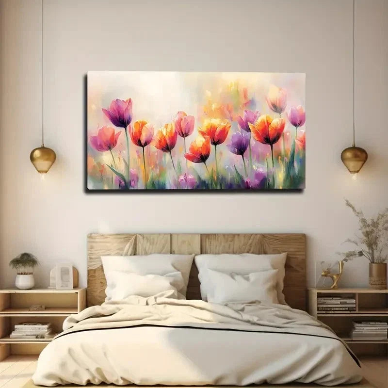 Hazy Tulip Modern And Simple Wall Art canvas office home room framed 120x60cm
