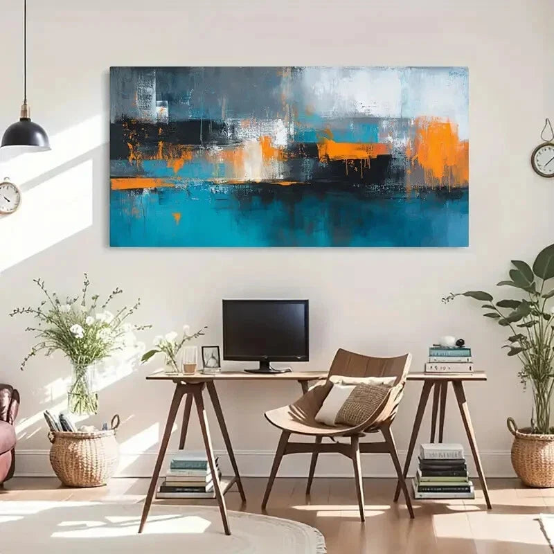 Neon Light Reflection Cityscape Wall Art Canvas Office Home Room Framed 120x60cm