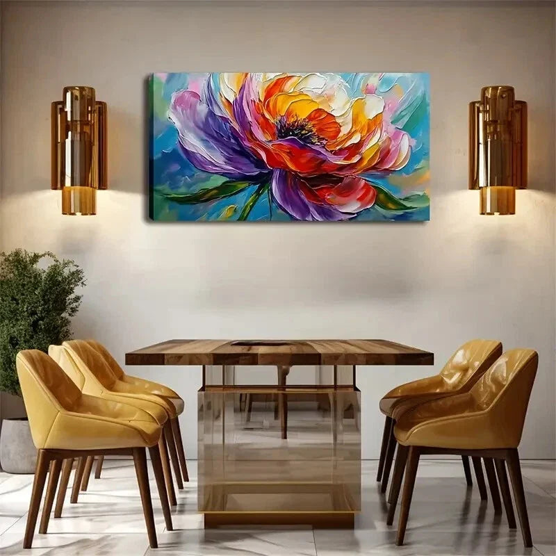Vibrant Colorful Flower Décor Wall Art Canvas Office Home Room Framed 120x60cm