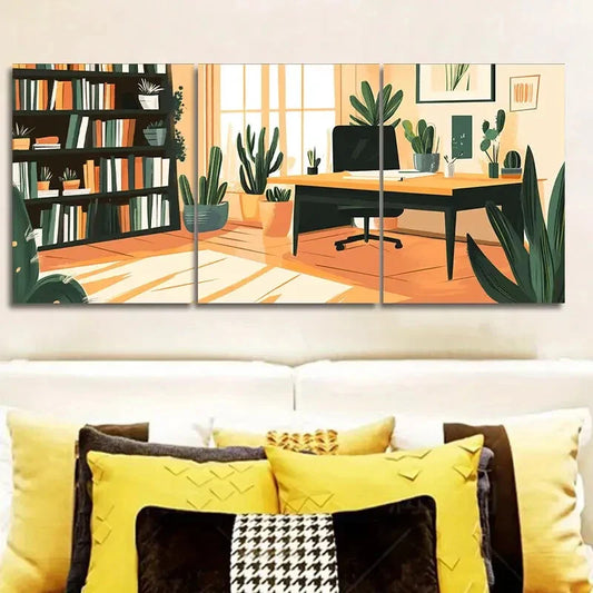 3pcs Colorful Room for Houseplants Perfect Wall Art Set Canvas Framed 40x60cm - High Quality Print 100% Australian Made Wall Canvas Ready to Hang