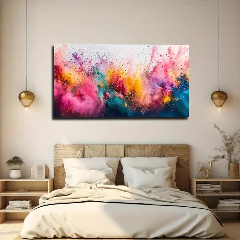 Erupting Colors Suitable Style Wall Art Canvas Office Home Room Framed 120x60cm