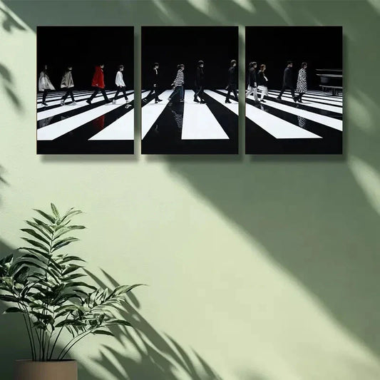 3pcs Striped floor Art Painting Metal Print Ready to Hang Art