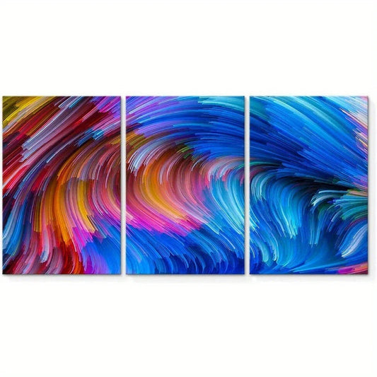 3pcs Gorgeous Petard Blue Stunning Light Gold Metal Print Ready to Hang Art