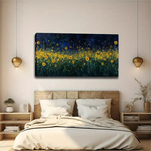 Golden Light Spots Starry Wall Art canvas office home room framed 120x60cm