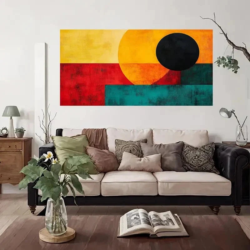 Abstract Geometric Decorative Wall Art Canvas Office Home Room Framed 80x45cm