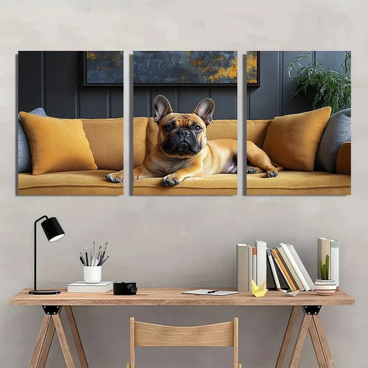 3pcs Abstract Design Black Orange & Blue Metal Print Ready to Hang Art