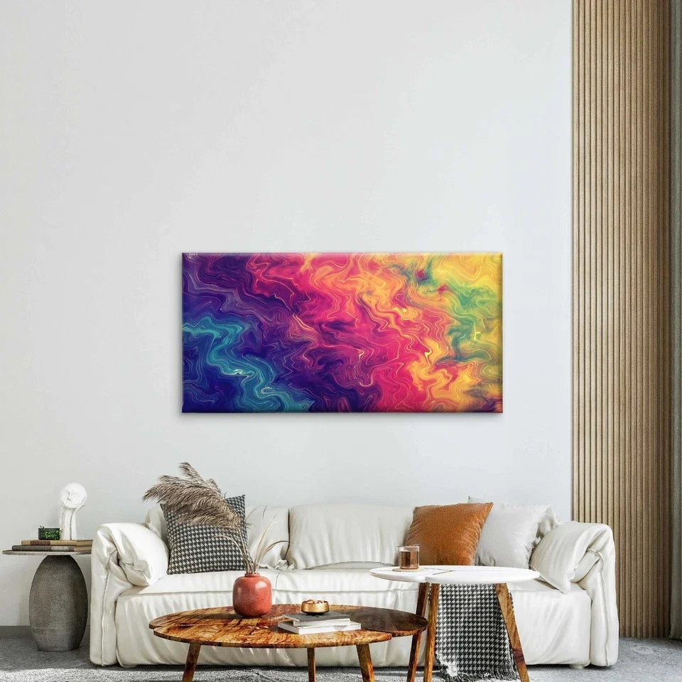 Line Art With Colorful Patterns Wall Art Canvas Office Home Room Framed 80x45cm