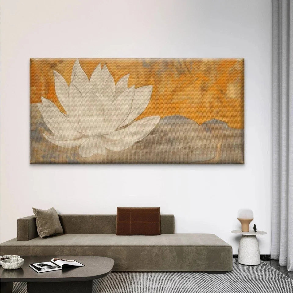 Abstract for Lotus Flower Wall Art Canvas Office Home Room Framed 80x45cm
