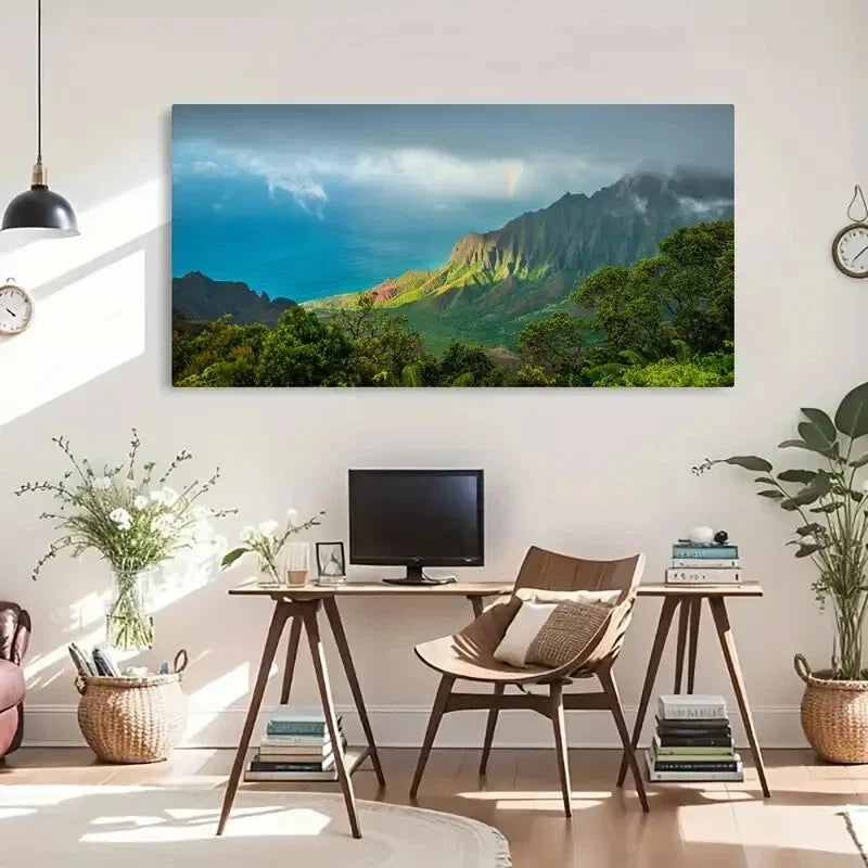 Retro Contemporary Landscape Wall Art Canvas Office Home Room Framed 120x60cm