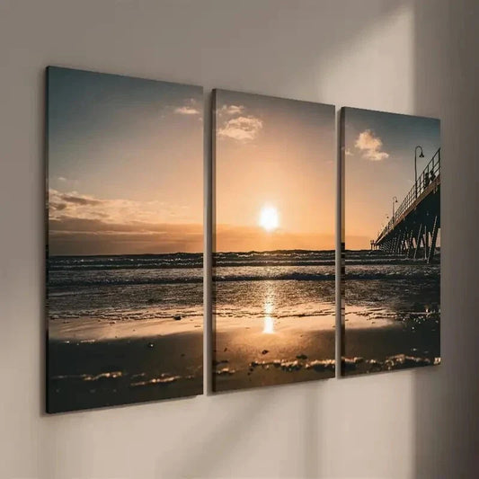 3pcs Vibrant Ocean & Pier Scenery Wall Art Set Canvas Framed 40x60cm - High Quality Print 100% Australian Made Wall Canvas Ready to Hang