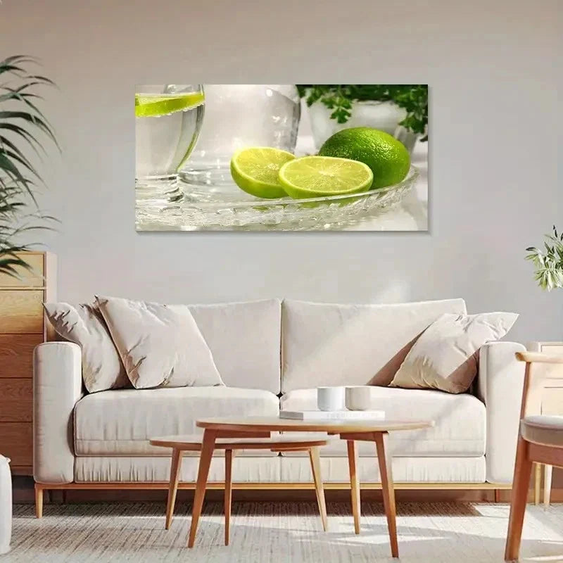 Summer Lime & Mojito Wall Art Canvas Office Home Room Framed 120x60cm