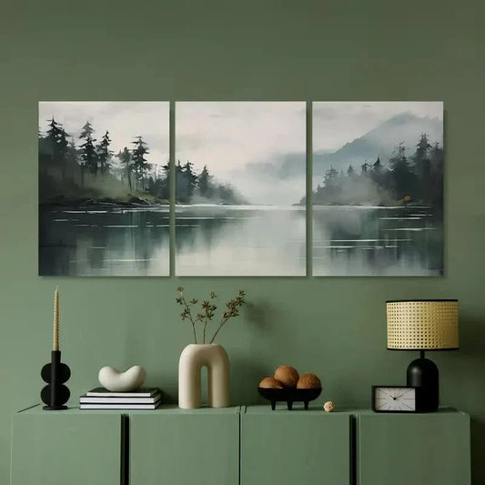 3pcs Tropical River Scene Boho Landscape Metal Print Ready to Hang Art